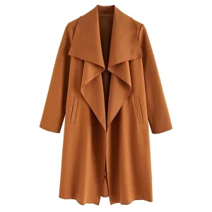 High Quality Customized Winter Loose Large Turn Down Collar Woman Coats Wool Trench Coat women’s cadhemire wool coat