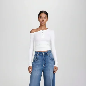 High Quality Design Service Women’s Casual Long Sleeve Slash Neck Off Shoulder Slim Fit Crop Top Going Out Blouses Tight Shirts