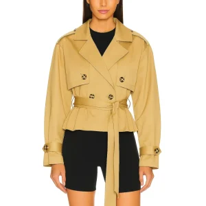 High Quality Fashion Style Double Breasted Crop Top Jackets Casual Cropped Trench Coat for Women