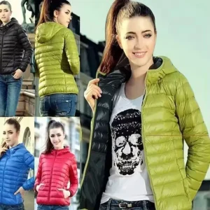 High Quality Lightweight Women’s Stand Collar Hooded Short Jacket Customized Large Size Winter Coat Waterproof Thin Cotton