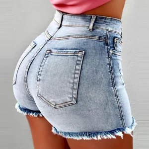 High Quality Lolita style Women’s Denim Shorts with Hole Designs and High Waist Jeans Hot Pants
