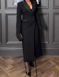 High Quality Long Blazer Dress Women Lady Elegant Suit Collar Slim Suits Dresses Long Coat Business Long Jacket for Women