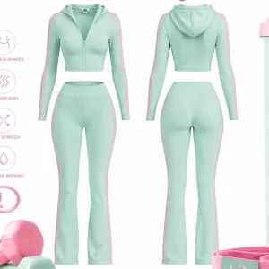 High Quality Loungewear Women Sets Casual Women Yoga Legging Skinny Trousers Soft Foldover Pants for Women’s 2 Piece Set