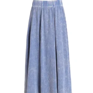 High Quality New Fashion Women Dresses Long Skirts Casual Custom Design Garments Clothes Blue A line Skirt with snow wash