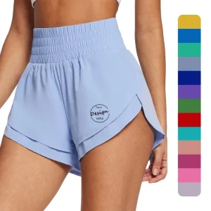 High Quality Patchwork Double Lining Sport Women Gym Shorts Sexy Running High Waist Elastic Yoga Sports Shorts Woman Push up