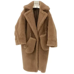 High Quality Plus Size Women’s Coats Lamb Fleece Long Jacket Trench Warm Winter Teddy Bear Fur Coat Women With Wool Glove
