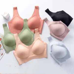 High Quality Seamless Wireless Sports Bra Women Solid Knitted Breathable Thin Everyday 3 4 Cup U Back Push up Bras Removable