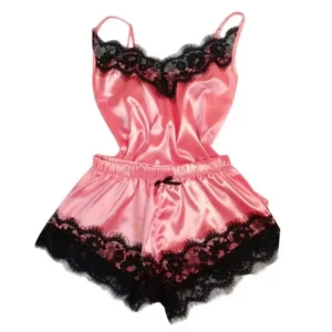 High Quality Soft Breathable Satin Lingerie Satin Pyjamas Set Shorts Sleepwear Nightwear for Women Girls