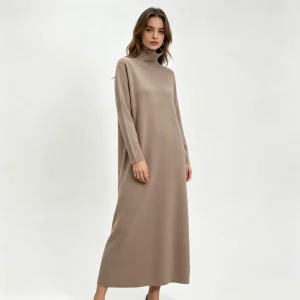 High Quality Soft Knit Turtleneck Maxi Dress Women’s Long Sleeve Winter Sweater Dress for Bulk Order Custom Logo