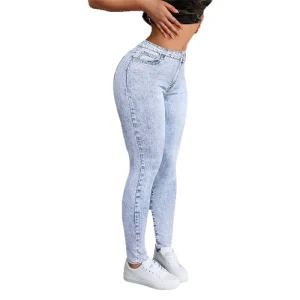 High Quality Summer European American Jeans Skinny High Waist Solid Color Stretch Tight Sexy Women’s Denim Trousers
