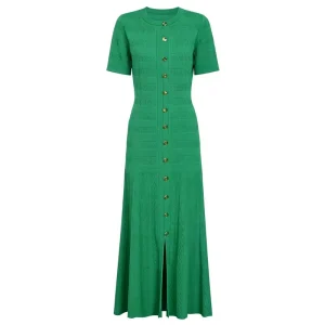 High Quality Summer Stretch Knitted Slim Fit Short Sleeved Long Women’s Dress