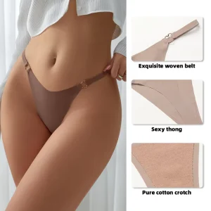 High Quality T Back Panties Ice Silk Soild Pattern Ladies Panties Thongs G string Laser Cutting Seamless Women’s Underwear