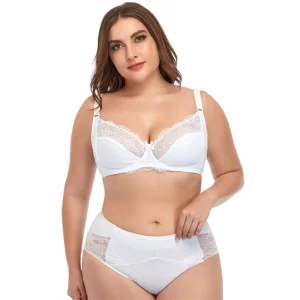 High Quality Underwire Push up Lace Nylon Fat Ladies Bra Panty Plus Size Breathable Women’s Sets