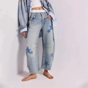 High Quality Vintage Low Waist No Spring Wash Embroidered Jeans Women’s New Autumn Street Wide Leg Cowgirl Cutlass Pants