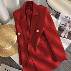 High Quality Woman Office Coat Spring Autumn Plus Size Solid Color Tops Suit Button Closure Office Use Suit Jacket for Women