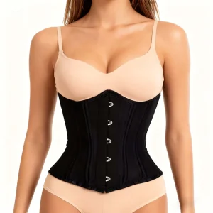 High Quality Women’s 20 Steel Bone Black Satin Strapless Hook Sexy Tight Corset