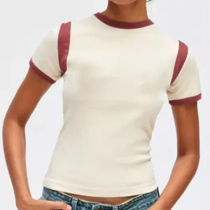 High Quality Women’s Cotton T-Shirt Customized Logo Printing Breathable Soft Contrasting Color Trim New Designed Summer Short tshirt women custom