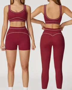 High Quality Women’s Gym Fitness High Waist Color Blocking Brushed Activewear 3 Piece Yoga Sets