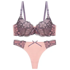 High Quality Women’s Sexy Underwear Set Gathered Lace Adjustment Bra Comfortable Breathable Lingerie