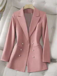 High Quality Women’s Solid Color Blazer Woven Regular Business Suit Slim Fit