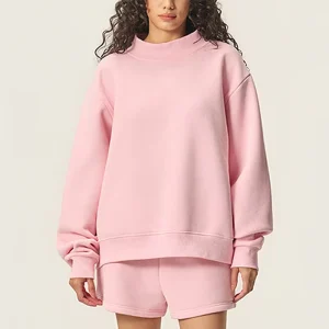 High Quality Women’s Sweatshirt Custom logo Solid Color Crew Neck Pullover Oversized Heavyweight Sweatshirt