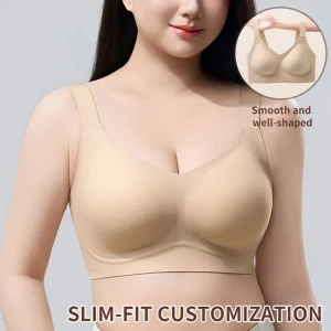 High Quality Woven Wire Free Solid Seamless Underwear Women’s Gathering Anti sagging Big Chest Showcase Large Size Thin Text Bra
