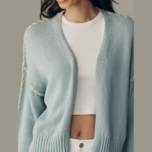 High Waist Cotton Women’s Casual Hand Stitched Heart No Button Sweater Outerwear