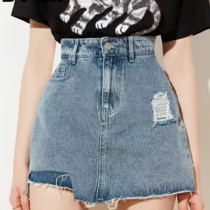 High Waist Jean Skirts Women’s Denim Skirt for Women Ladies Denim Mini Skirt