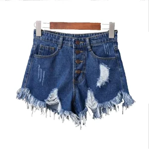 High Waist Ripped Denim Shorts Women’S Summer Plus Size Wide Leg Pants Raw Hot Pants