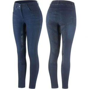 High Waist Women Denim Riding Breeches Full Seat Silicone Anti-Slip Equestrian Pants