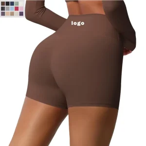 High Waist Yoga Shorts Tummy Control Workout Shorts Stretch Athletic Running Shorts For Fitness Spandex Nylon Gym Shorts