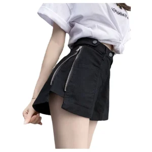 High Waisted Button Zipper Summer Women’s Shorts Casual Wide Leg Jeans Breathable Girls Student Pants Factory Price