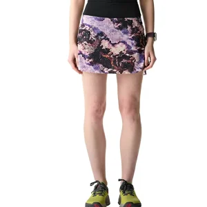 High-Waisted Stretch Quick-Dry Women Trail Running Printed Skort Sandstone Gray Quartz Purple