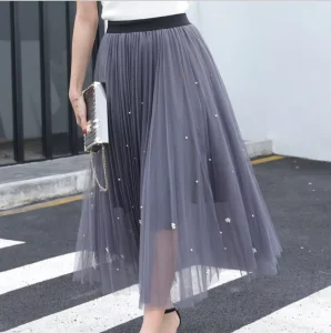High-Waisted Women’s Maxi Tulle Skirt, Korean Style, Big Swing, Summer Skirt