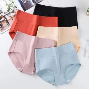 High Waisted Women’s Underwear Plus Size Cotton Women’s Warm Belly Underwear Solid Color Pattern High comfort for Women