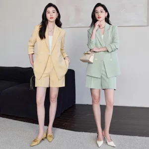 High end Spring Anti Wrinkle Velour Intellectual Elegant Women’s Slim Fit Business Formal Suit Professional Outfit for