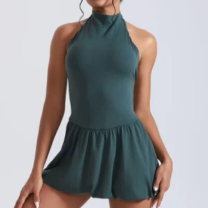 High-necked Golf Tennis Dress for Women Quick-drying Dance Yoga One Piece Jumpsuit Women’s Sports Gym Romper Bodysuits