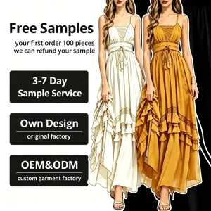 High quality Custom Women’s Boho Style Sleeveless High waisted Lace Summer Fashion Women’s Boho Dress