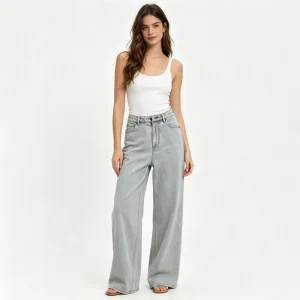 High-quality Jeans Women’s Loose Straight-leg Pants with Elastic Waist Jeans Women Straight Pants Loose Denim Trousers