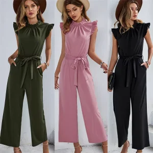 High quality New Casual Jumpsuit Casual Flying Sleeve Top for Women