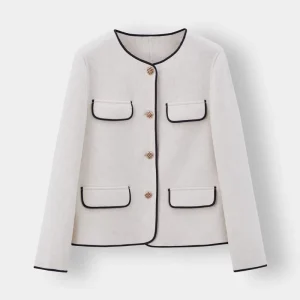 High quality New Women’s Round neck Long sleeve Elegant Coat in High end Vintage Style Woolen Jacket