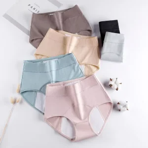High waisted Cotton Menstrual Underwear for Women Plus Size Front and Rear Leak proof Menstrual Underwear