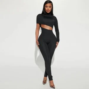 Hollow Out Fashion Half High Collar Jumpsuits Jumpsuit Women Jumpsuit Mujer