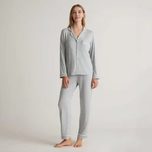 Hongbo High Quality Sleepwear Women 2 Pc Set Smooth Bamboo Viscose Jersey Cotton Pajamas Winter Lounge Wear Pjs