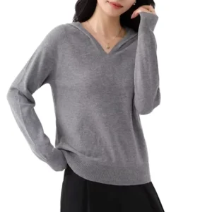 Hooded Women OEM Hat Pullover Knitted Casual Knitwear Hoodie Oversized Woolen Sweater for Women Sweater Sets