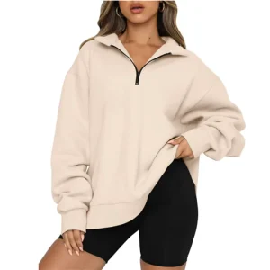 Hoodies Oversize Hoodies Women’s New Casual Tops Half Zip Pullover Long Sleeve Sweatshirts RH112