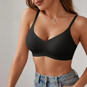 Hot Sale Custom Full Cup Wireless Hollow Bra Women Cutout Front Bralette Padded Lingerie Adjusted-straps Solid Sexy ODM For