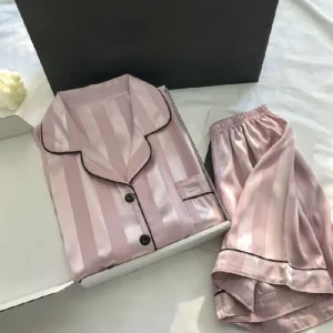 Hot Selling Fashion Satin Women’s Pajamas New Jacquard Ice Silk Thin Spring and Autumn Short sleeved Home Wear Set