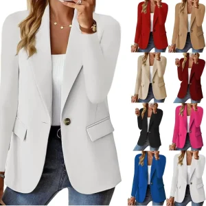 Hot Selling Women’s Large Size Solid Color Long Sleeve Office Blazers Suit Business Small Suit Jacket