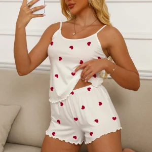Hot Selling Women’s Summer Sleepwear Adult Casual Ladies Pyjamas Women’s Pajamas Set Elastic Waist Knitted